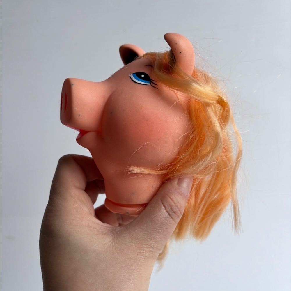 Vintage Miss Piggy Style Pig Puppet Head 5" Rubber Doll